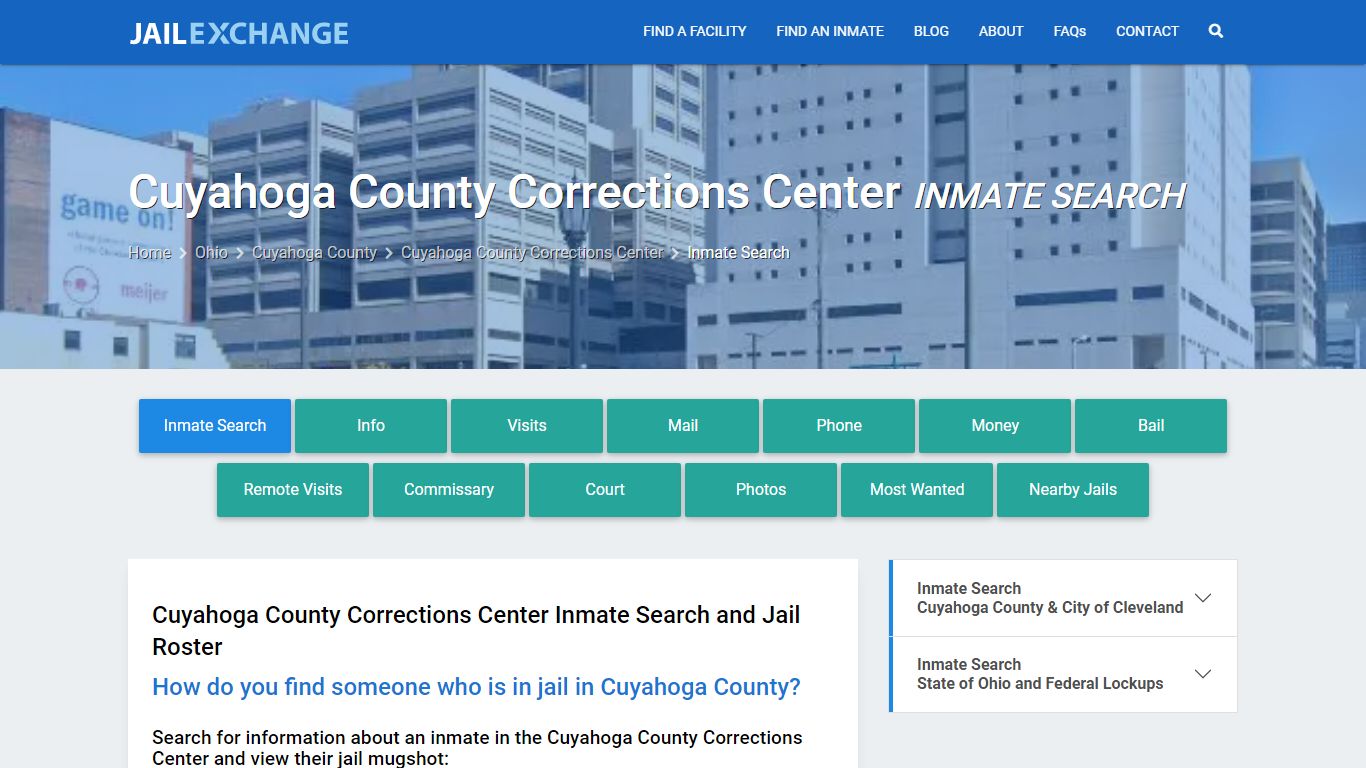 Cuyahoga County Corrections Center Inmate Search - Jail Exchange